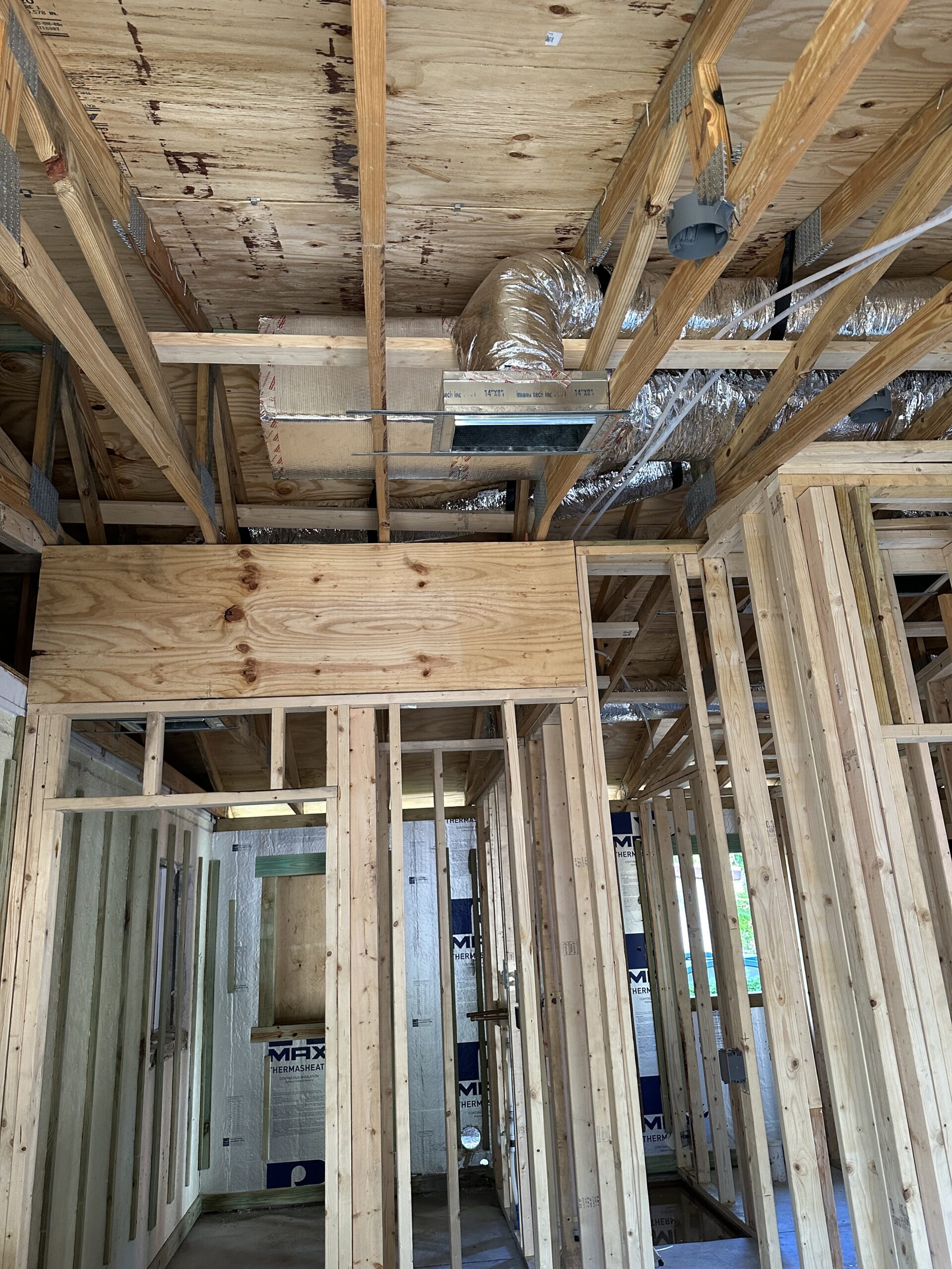 Supply run layout through framing before drywall - Element Air Services